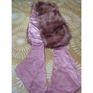 PinkFaux Fur Neck Collar Shrug Scarf Pink and Brown
